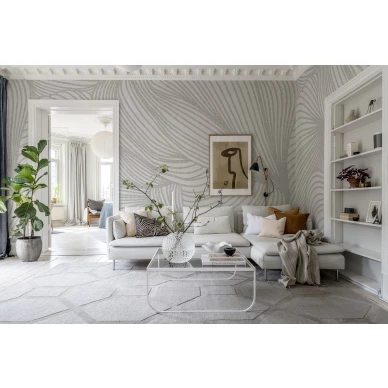 Harmaa olohuoneen tapetti Rebel Wallsilta Opulence Lines R18599 image