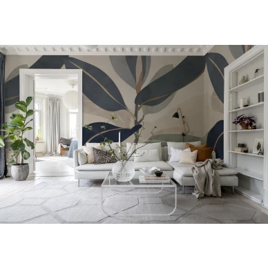 Olohuoneen kuvatapetti taideteoksina sininen Ruby Rebel Wallsilta R18391 image