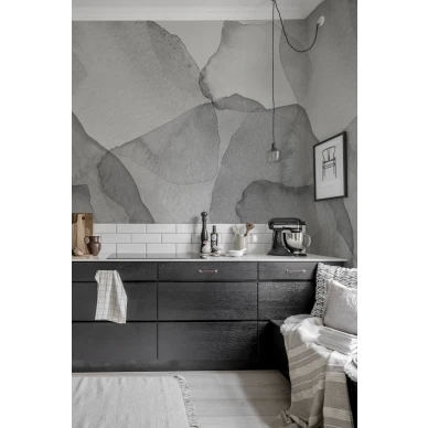 Harmaa keittiotapetti Rebel Wallsilta Petals R18589 image