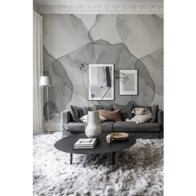 Olohuoneen harmaa kuvatapetti Rebel Wallsilta Petals R18589 image