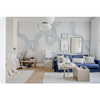 Vaaleansininen olohuoneen tapetti Stripes Rebel Wallsilta R18585 image