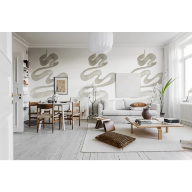 Olohuoneen ilmava graafinen kuvatapetti Stroke R18412 Rebel Wallsilta image