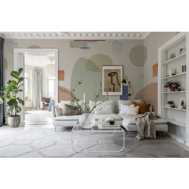 Olohuoneen pastellinvarinen kuvatapetti Rebel Wallsilta Geometry R18361 image