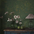 Vihrea tapetti kullanvarisilla yksityiskohdilla Oriental Garden Borasilta 4271