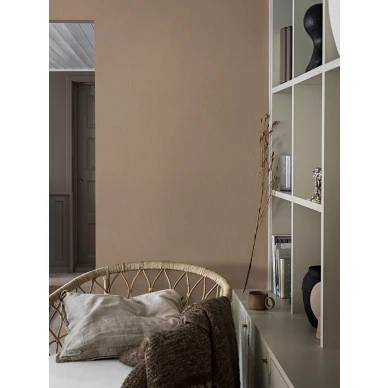 Lammin yksivarinen tapetti Borastapeterilta Terracotta Linen 4324 image