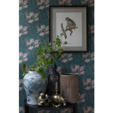 Hauska tapetti apina ja kukkakuviolla Monkan 1422 image