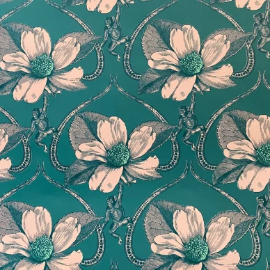 Monkan petrolinsininen kukkatapetti Studio Lisa Bengtssonilta 1422 image