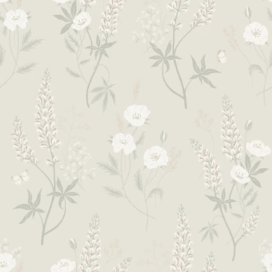 Emma beige kukkatapetti Sandbergilta S10184 image