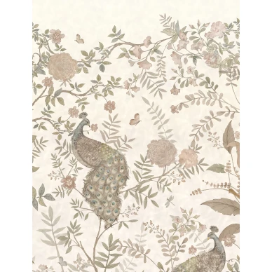 Chinoiserie beige lintutapetti Borastapeter Studiolta 9467w koko kuvio image