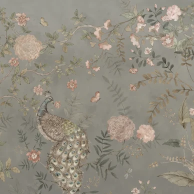 Chinoiserie sinivihrea lintutapetti Borastapeter Studiolta 9469w image