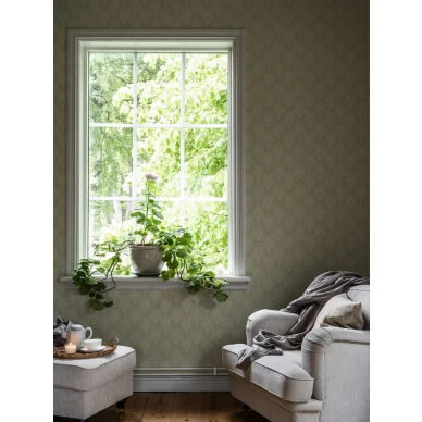 Vihrea vanhanajan olohuoneen tapetti Durolta Iris 520 04 image