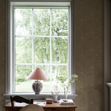 Beige kukkatapetti Ekbacken Durolta 523 01 image