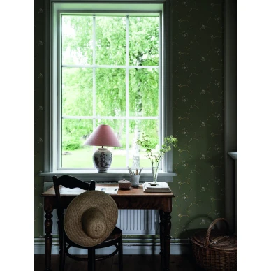 Vanhanajan vihrea kukkatapetti Durolta Ekbacken 523 03 image