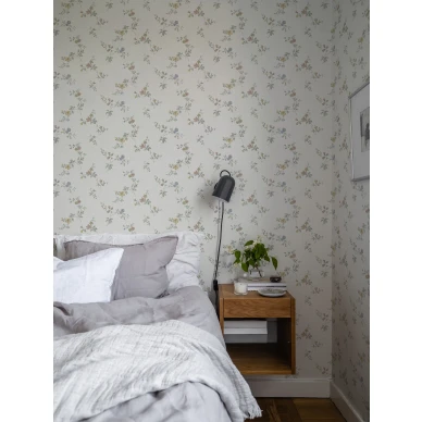 Valkoinen kukkatapetti makuuhuoneeseen Durolta Kerstin 525 01 image