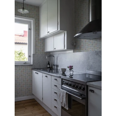 Keittiotapetti retrotyylisella ruutukuviolla Durolta Annika 526 01 image