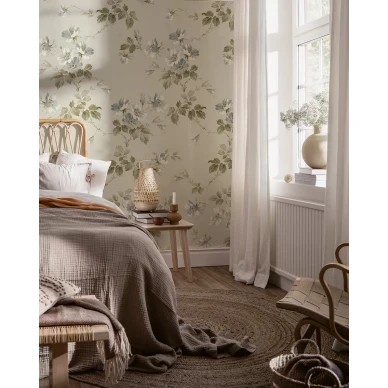 Makuuhuoneen tapetti kukkakuviolla Kristina Mural Durolta 615 01 image