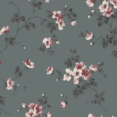 Kristina Hav Land tummanharmaa kukkatapetti Durolta 387 08 image