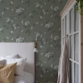 Makuuhuoneen vihrea tapetti Durolta Kristina Hav Land 387 07