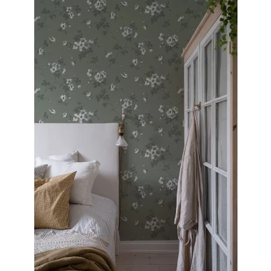 Vihrea kukkatapetti Durolta Kristina Hav Land 387 07 image