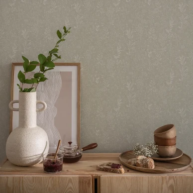 Harmaa lehtitapetti Durolta Tuva 613 01 image