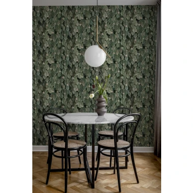 Keittion tapetti No Time to Waste vihrealla lehvistolla Rebel Wallsilta R19271 image