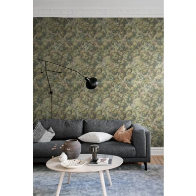 Vihrea tapetti olohuoneeseen Blooming Park Rebel Wallsilta R19253 image
