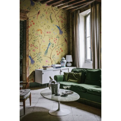 Keltainen lintutapetti Songbirds Rebel Wallsilta R19249 image