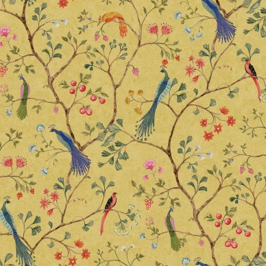 Songbirds keltainen lintutapetti Rebel Wallsilta R19249 image