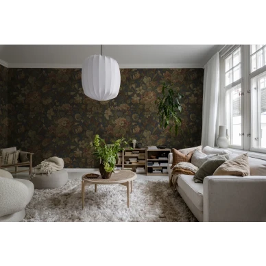 Olohuoneen sininen kukkatapetti Vintage Flora Rebel Wallsilta R19240 image