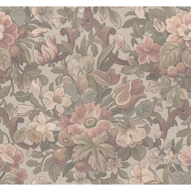 Vintage Flora pastellinroosa kukkatapetti Rebel Wallsilta R19239 koko kuvio image
