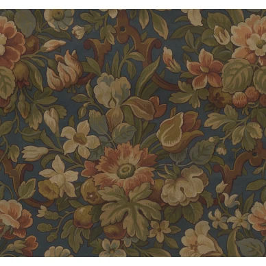 Vintage Flora sininen monivarinen kukkatapetti Rebel Wallsilta R19240 koko kuvio image