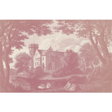 Swan Pond roosa maisematapetti Rebel Wallsilta R19226 koko kuvio image