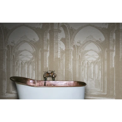 Beige kuvatapetti kylpyhuoneeseen Gothic Arches Rebel Wallsilta R19222 image