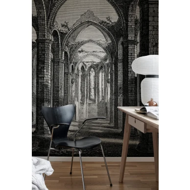 Harmaa rauniotapetti Gothic Arches Rebel Wallsilta R19221 image