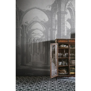 Harmaa rauniotapetti Gothic Arches Rebel Wallsilta R19223 image