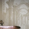 Kylpyhuoneen beige tapetti Gothic Arches Rebel Wallsilta R19222