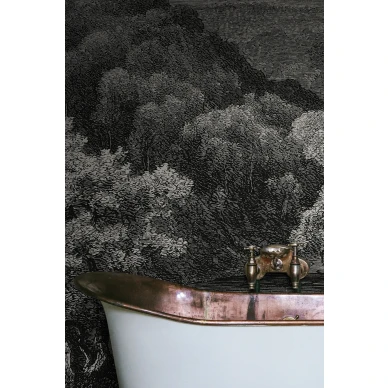 Kylpyhuoneen tumma metsatapetti Mystery Lake Rebel Wallsilta R19216 image