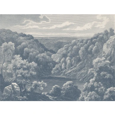 Mystery Lake sininen maisematapetti Rebel Wallsilta R19217 koko kuvio image