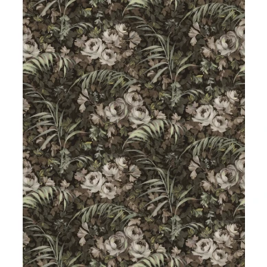 Dazzling Foliage ruskea kukkatapetti Rebel Wallsilta R19208 koko kuvio image