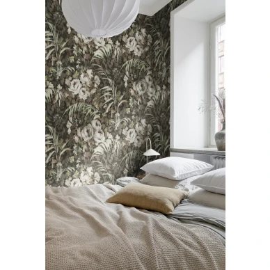 Makuuhuoneen ruskea tapetti Dazzling FoliageRebel Wallsilta R19208 image