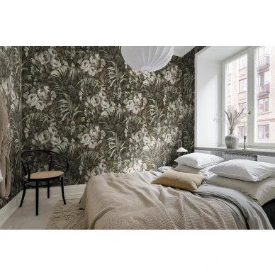 Suurikuvioinen kukkatapetti makuuhuoneeseen Dazzling Foliage Rebel Wallsilta R19208 image