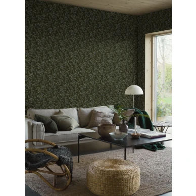 Olohuoneen vihrea tapetti Borastapeterilta Forest Berries 4715 image