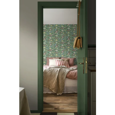 Makuuhuoneen vihrea tapetti Astrid Wilson Borastapeterilta 9491w image