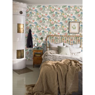 Makuuhuoneen kukkatapetti Borastapeterilta Carnation Garden 7235 image