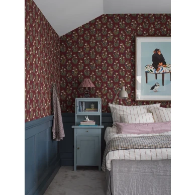 Makuuhuoneen punainen tapetti Borasilta Snodroppe 4837 image