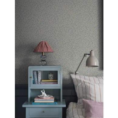 Makuuhuoneen lehtitapetti Borastapetilta Vintergrona 4831 image