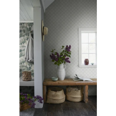 Eteisen vihrea ruudullinen tapetti Sandbergilta Trellis S10301 image