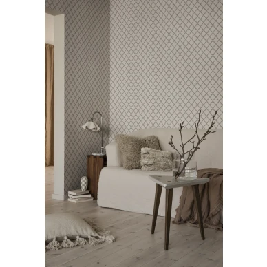 Olohuoneen harmaa ruudullinen tapetti Trellis Sandbergilta S10306 image
