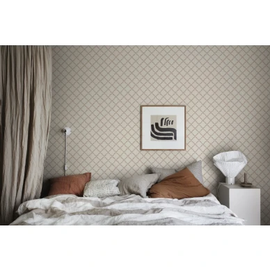 Ruskea ruututapetti makuuhuoneeseen Trellis Sandbergilta S10305 image