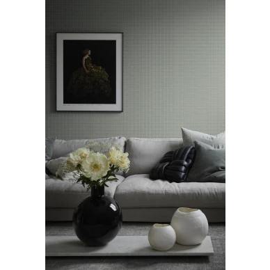 Olohuoneen vihrea ruudullinen tapetti Ruta Sandbergilta S10321 image